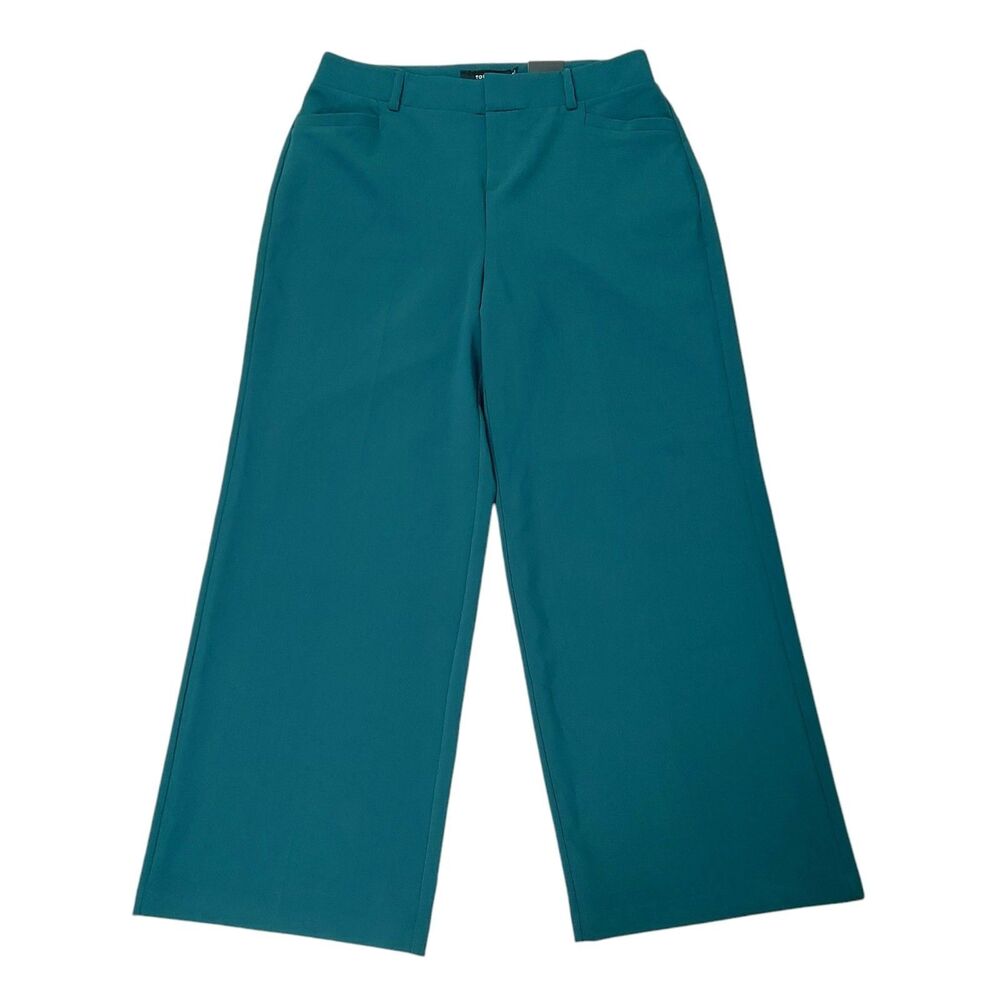 Torrid Womens 14 Dark Teal Structured Wide Leg Pants Trousers High Rise Work